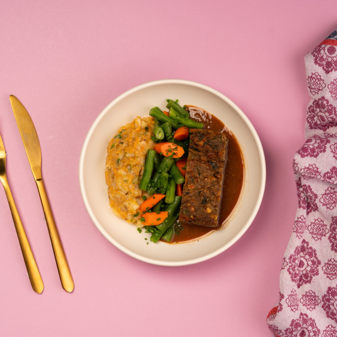 Lentil Loaf with Sweet Potatoes and Gravy